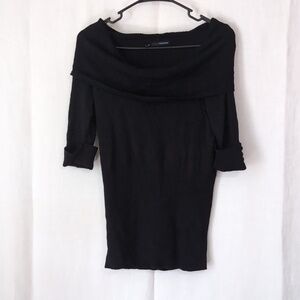 Maurices Black Knit Off-Shoulder Half Sleeve Sweater Size Large